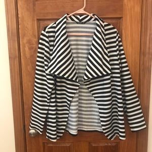Striped Blazer With Draped Front